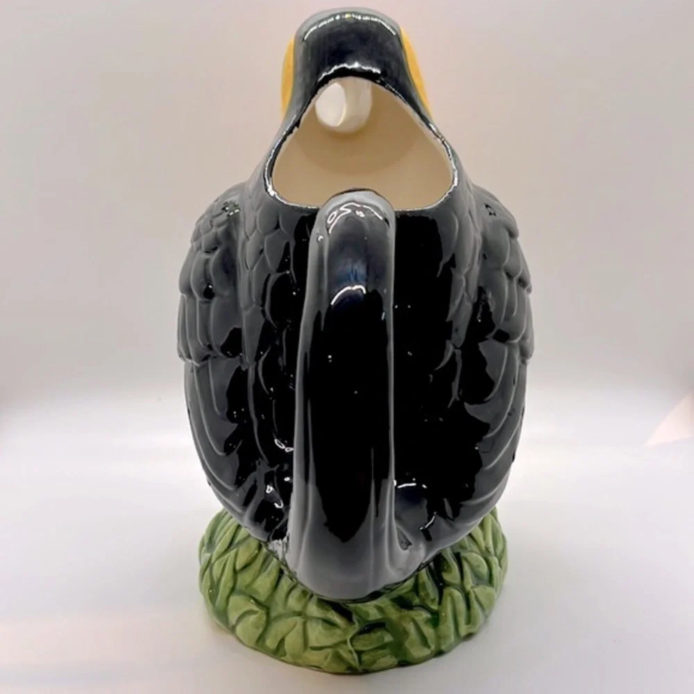Vintage Toucan Bird Ceramic Colorful Beverage Pitcher